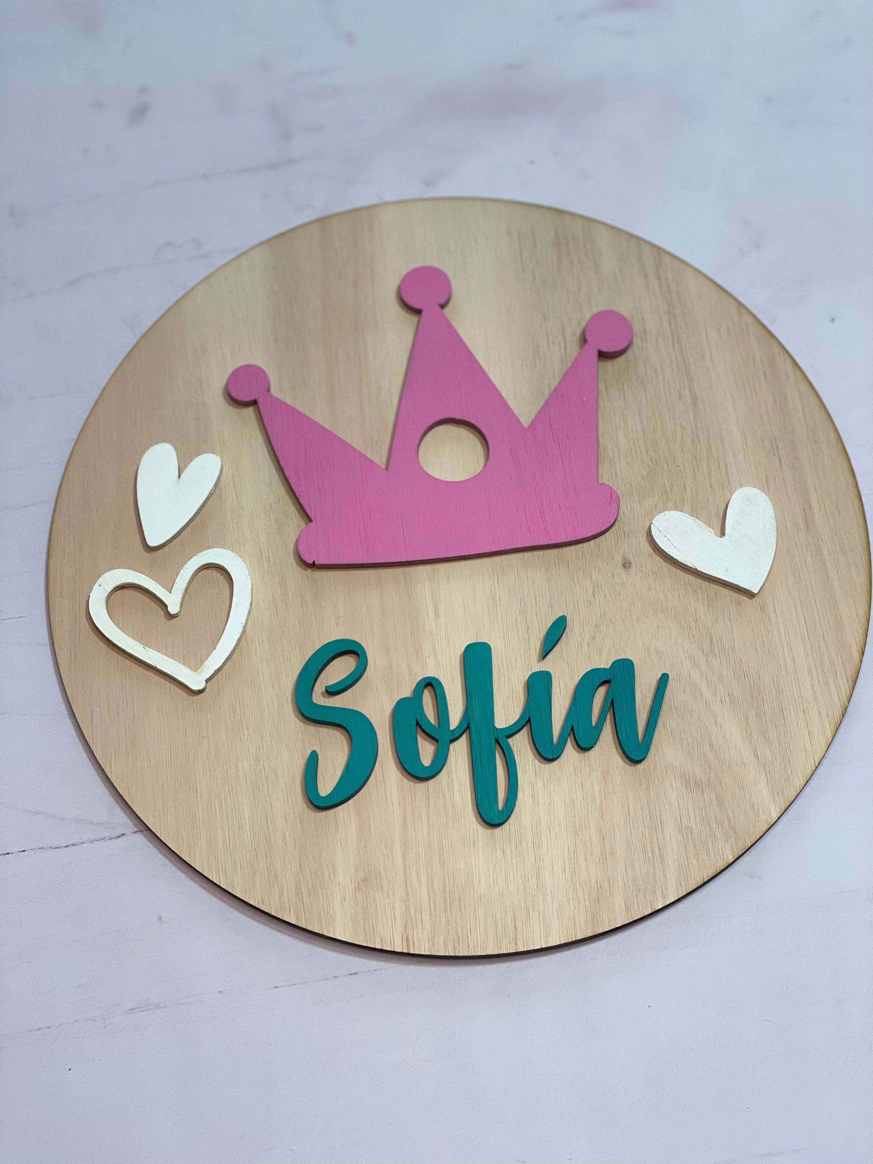 Cartel con nombre Corona